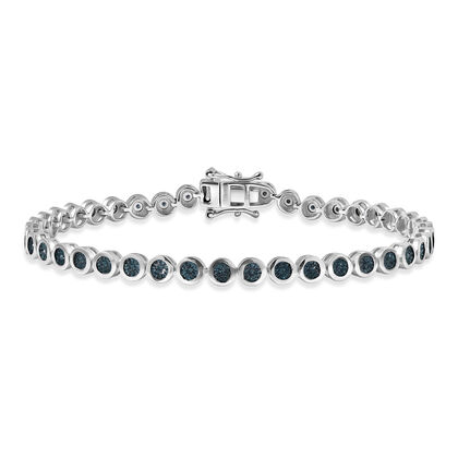D'Joy Blauer Diamant Armband ca. 20 cm 925 Silber rhodiniert ca. 0,25 ct.