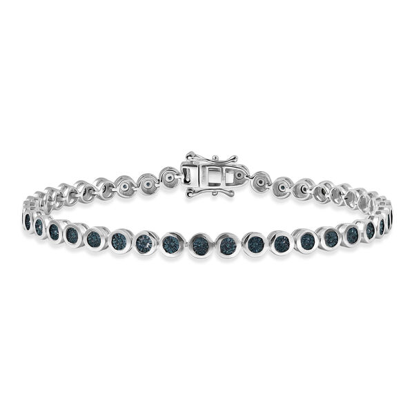D'Joy Blauer Diamant Armband ca. 19 cm 925 Silber Rhodiniert ca. 0,25 ct.