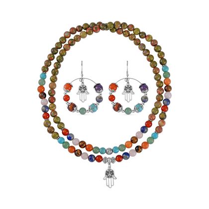 Mehrfarbig Edelsteine Schmuckset Reiner Edelstahl Schwarz oxidiert Schwarz oxidiert ca. 630,00 ct.