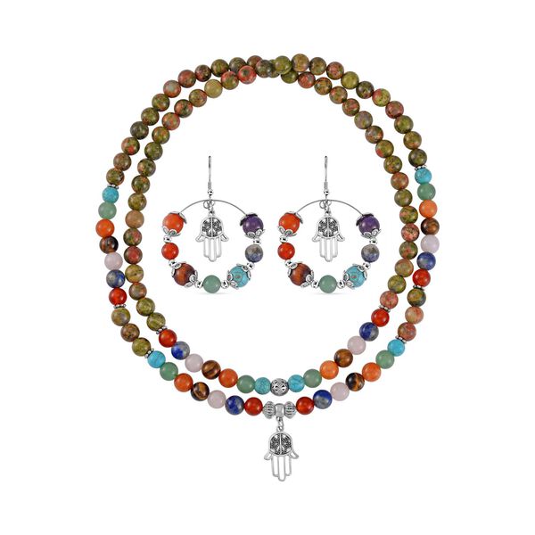 Mehrfarbig Edelsteine Schmuckset Reiner Edelstahl Schwarz oxidiert Schwarz oxidiert ca. 630,00 ct.