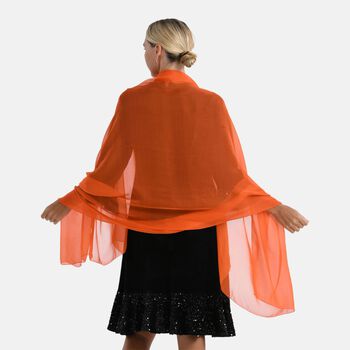 LA MAREY 2er-Set 110x180cm Seidenschal aus 100% Maulbeerseide mit Ohrringen, Orange & rot