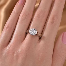 Moissanit Ring 925 Silber rhodiniert (Größe 18.00)  ca. 1.75 ct