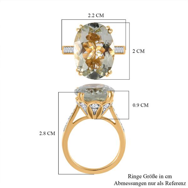 Prasiolith und Zirkon Cocktail Ring - 12,44 ct. image number 7