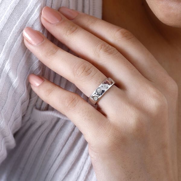 Weißer Diamant Ring 925 Silber rhodiniert (Größe 16.00) image number 3