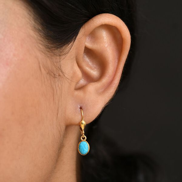 AA Sleeping Beauty Türkis Ohrringe 925 Silber 750 Gelb Vergoldet ca. 1.57 ct image number 3