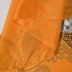 LA MAREY 100% bedruckter Seidenschal, Blumenmuster, Größe 110x178 cm, Orange und Grau image number 3