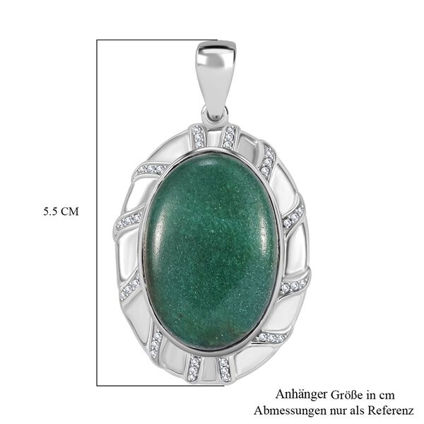 Grüner Aventurin und Zirkon Anhänger - 35,02 ct. image number 6