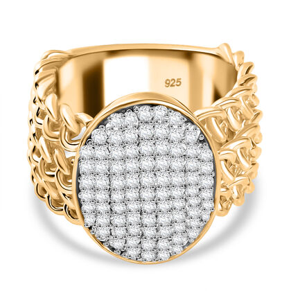 Moissanit Ring 925 Silber 750 Gelbgold Vermeil (Gr&ouml;&szlig;e 20.00)