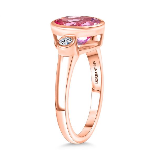 AAA Lab Grown Rosa Saphir, Lab Grown Diamant Ring 925 Silber 750 Roségold Vermeil (Größe 17.00) ca. 2.70 ct image number 5