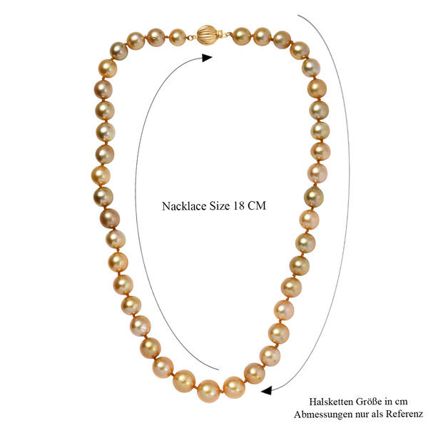 AAAA Goldene S&uuml;dsee Perle (7-12 mm) Halskette ca. 45 cm 750 Gelb Gold image number 6
