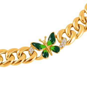 Butterfly Effect gr&uuml;n emaillierte Halskette