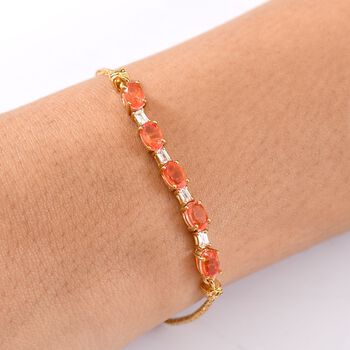 Padparadscha Triplett Quarz und Zirkon Armband, 18cm - 3,36 ct.