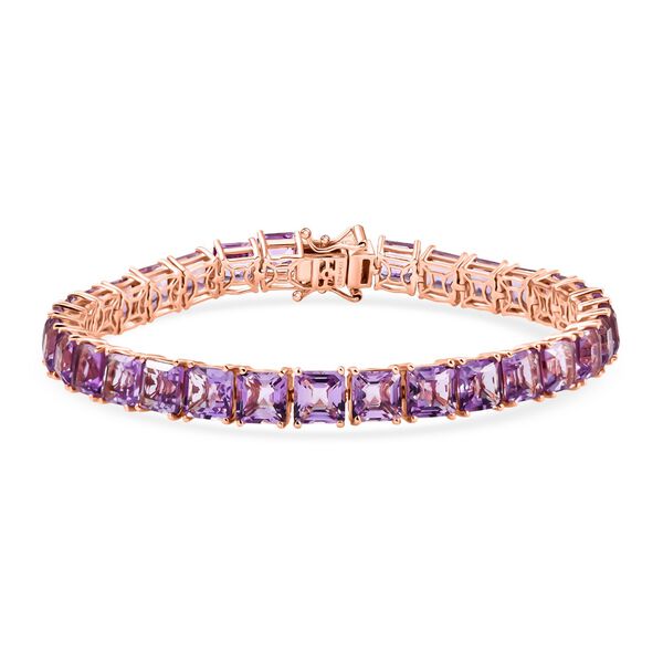 D'Joy AAA Rose De France Amethyst Armband ca. 20 cm 925 Silber 750 Ros&eacute;gold Vermeil ca. 34,38 ct.