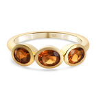 Madeira Citrin 3 Stein Ring 925 Silber vergoldet (Größe 16.00) ca. 0,98 ct