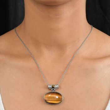 Tigerauge Anh&auml;nger mit 50cm Kette - 80,50 ct.