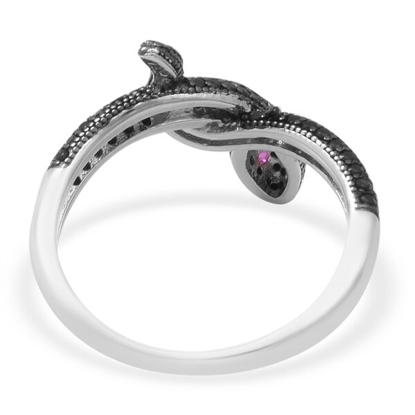 Schwarzer Spinell und Roter Zirkonia Schlange Ring 925 Silber rhodiniert  ca. 1,06 ct image number 4