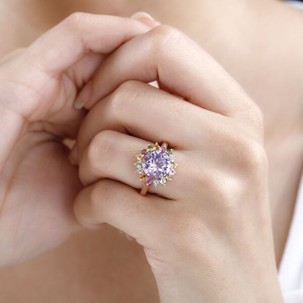 AA Rose De France Amethyst, Mehrfarbig-Turmalin Ring 925 Silber Roségold Vermeil (Größe 16.00) ca. 4,35 ct image number 3