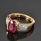 Fissure gefüllt Rubin und Zirkon Ring 925 Silber 585 Vergoldet image number 1