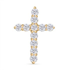 Moissanit Kreuz Anhänger, 925 Silber mit Gelbgold Vermeil - 1,14 ct.