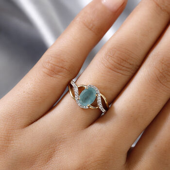 Grandidierit und Zirkon Ring 925 Silber vergoldet  ca. 1,43 ct