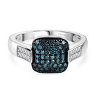 D'Joy Wei&szlig;er Diamant, Blauer Diamant Ring 925 Silber rhodiniert (Gr&ouml;&szlig;e 19.00) ca. 0.50 ct