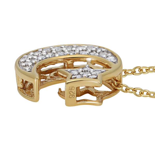 Diamant Stern und Mond Anhänger mit Kette in Silber image number 4