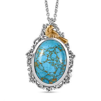 Blauer Mojave-T&uuml;rkis-Anh&auml;nger mit 50cm Kette - 13,73 ct.