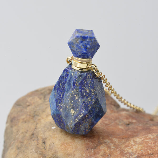Lapislazuli Parf&uuml;mflaschen-Anh&auml;nger mit Kette, 50 cm, Messing ca. 79,50 ct image number 2