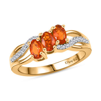 D'Joy AAA Blaze Feueropal und Zirkon Ring - 0,65 ct.