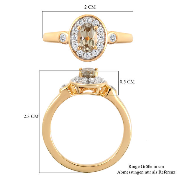 AAA Turkizit und wei&szlig;er Zirkon-Ring, 925 Silber Gelbgold Vermeil  ca. 0,79 ct image number 7