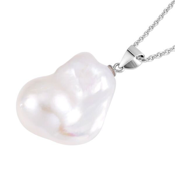 16-18 mm wei&szlig;er Barockperle-Anh&auml;nger mit Kette- 34 ct. image number 3