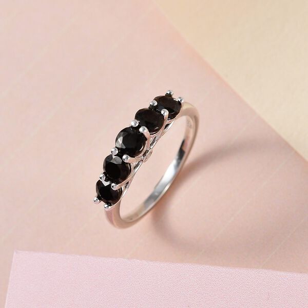 Elite Shungit, weißer Zirkon Ring, 925 Silber platiniert, ca. 0.88 ct image number 2