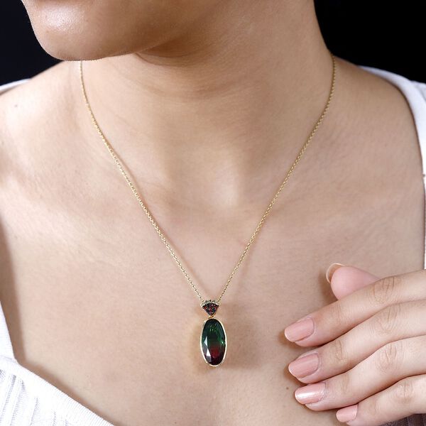 Wassermelonen Quarz Triplett und Multi-Edelstein-Anh&auml;nger - 10,50 ct. image number 3