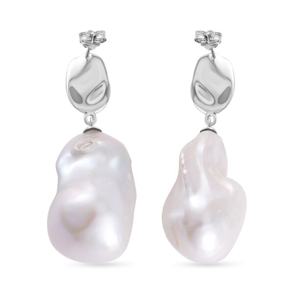 16-18mm weiße Barockperle Perle Ohrhänger image number 5