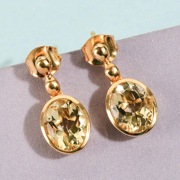 Ouro Verde Quarz Solitär Ohrhänger in Silber, 3,28 ct. image number 2