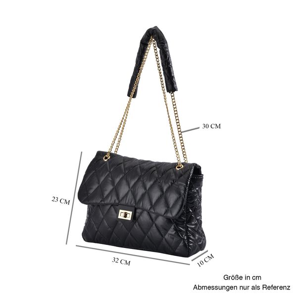 Stilvolle gesteppte Crossbody-Tasche mit RFID Schutz, wasserabweisend, 32x23x10cm, schwarz image number 6