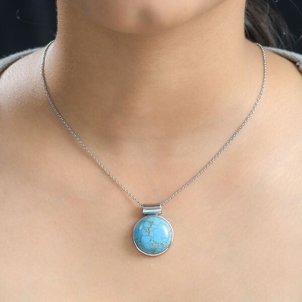 Blaues T&uuml;rkis Schmuckset Edelstahl ca. 20.00 ct image number 3