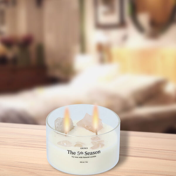 The 5th Season - Duftkerze mit Edelsteinen in Geschenkbox, Sojawachs und Quarz image number 2