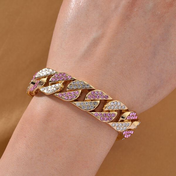 Weißer Kristall Armband ca. 19 cm Std Gelb image number 2