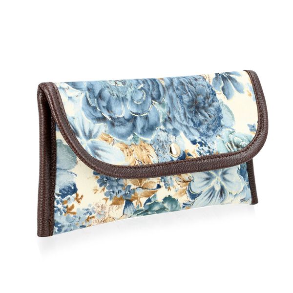 2er Set - Handtasche und Geldbörse, Baumwolle, Blau Floral image number 8