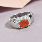 Mexikanischer Kirschfeuer-Opal und Zirkon Ring 925 Silber platiniert image number 1