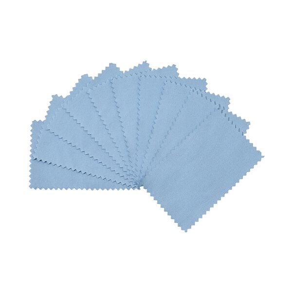 Quadratische Ringbox aus Samt mit Glasfenster und 10 Silberputztüchern, 24x24x5 cm, Dunkelblau image number 5