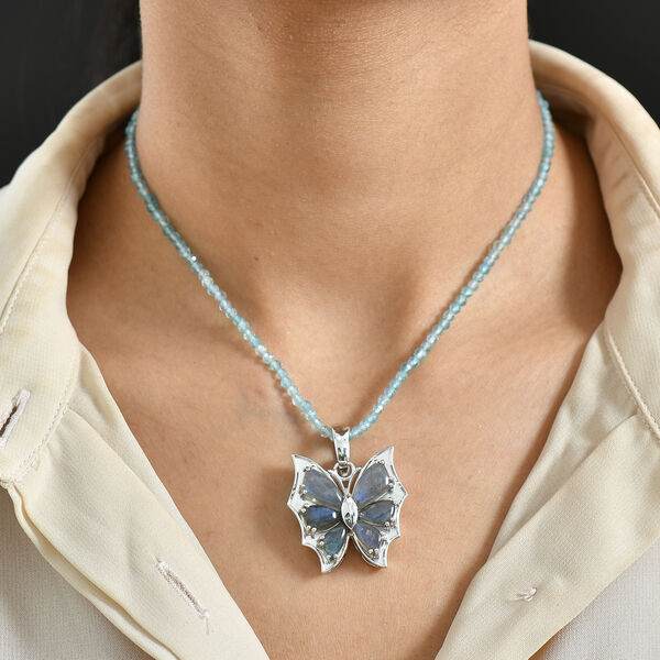 D'Joy Apatit und Labradorit Anh&auml;nger mit 50cm Kette - 54,98 ct. image number 3