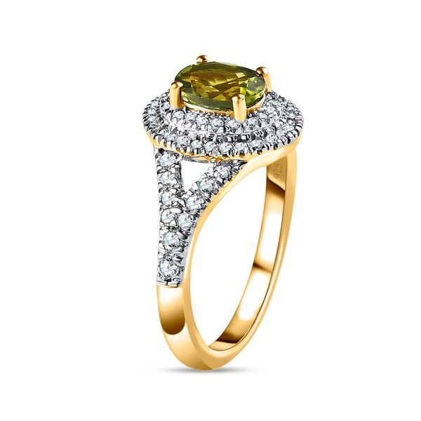 AA Calabar-Turmalin, Weißer Zirkon Ringe 925 Silber Gelbgold Vermeil (Größe 17.00) ca. 1.66 ct image number 5