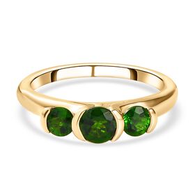 Natürlicher Chromdiopsid Ring, 925 Silber Gelbgold Vermeil (Größe 20.00) ca. 1.09 ct