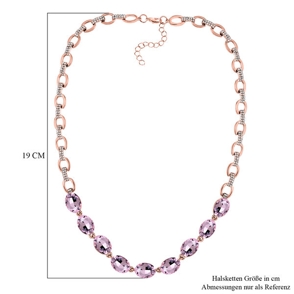 Rosa Kristall, Weißer Kristall Halskette ca. 50 cm  Std Rose image number 4