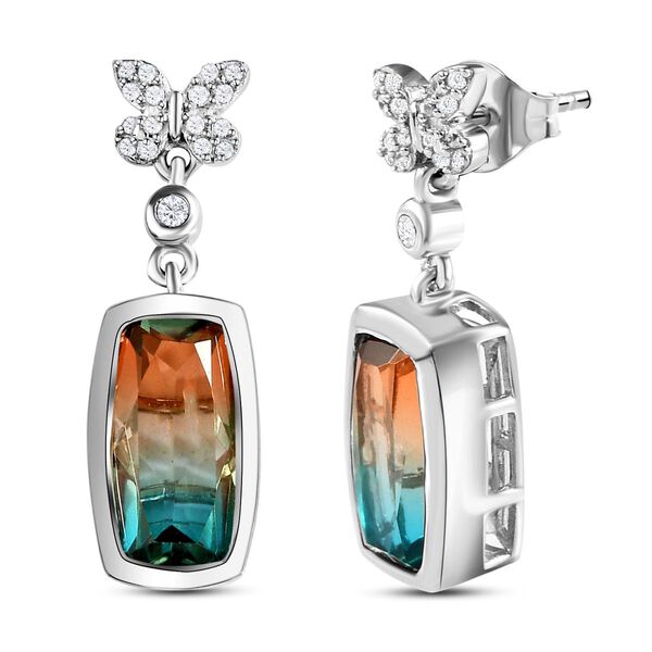 Aqua Terra Costa Quarz Triplett und Zirkon-Ohrh&auml;nger, 925 Silber platiniert, 5,50 ct. image number 4