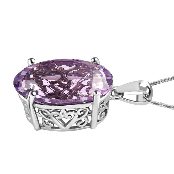 Rose De France Amethyst Anh&auml;nger mit Kette, 925 Silber platiniert ca. 15,00 ct image number 4
