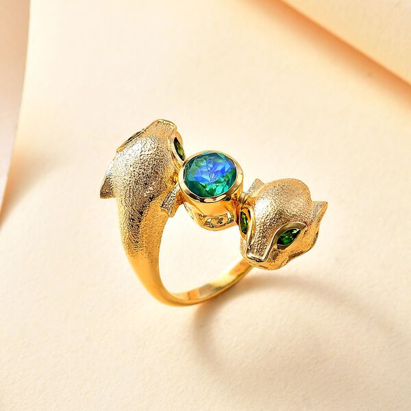 GP Trifono Kollektion- Pfau Triplett Quarz, Chromdiopsid und Kanchanaburi blauer Saphir-Ring - 1,87 ct. image number 2