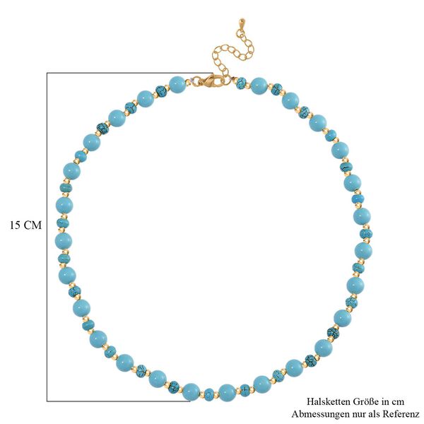 Sleeping Beauty T&uuml;rkisfarbene Muschelperle (7-9 mm), Blauer Howlit Halskette ca. 45 cm+ 5 cm Extender, vergoldet image number 5